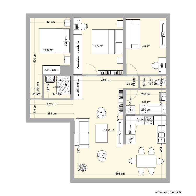 LMS_Résidence SA_Projeté_V1. Plan de 8 pièces et 76 m2