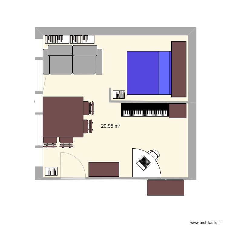 Appart 2024. Plan de 1 pièce et 21 m2