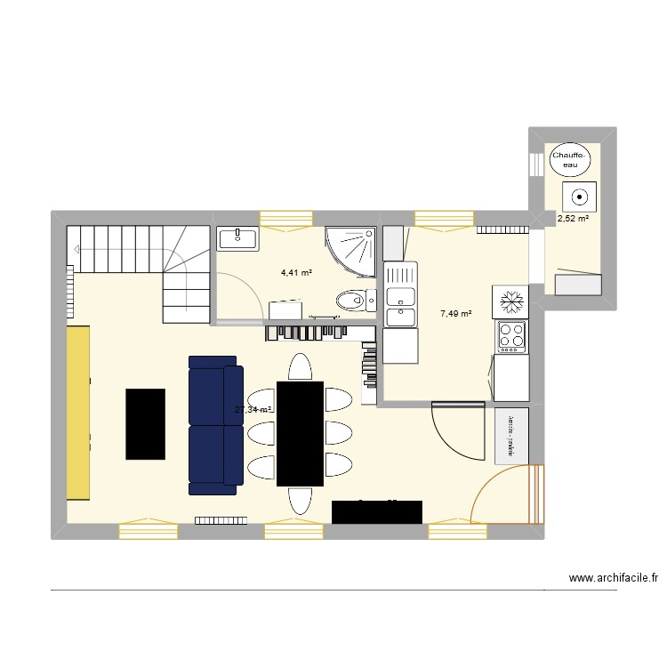 Projet 51. Plan de 4 pièces et 42 m2