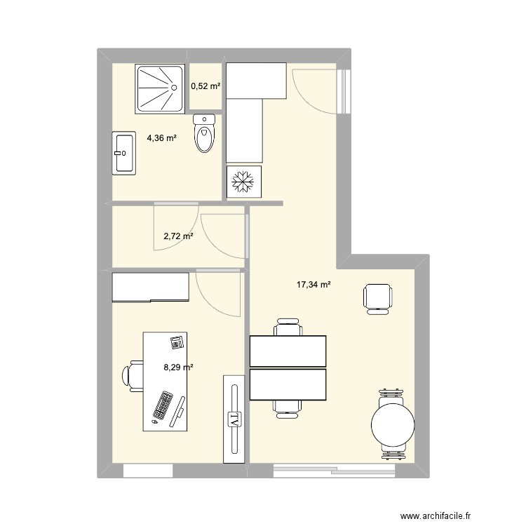 maurelle. Plan de 5 pièces et 33 m2