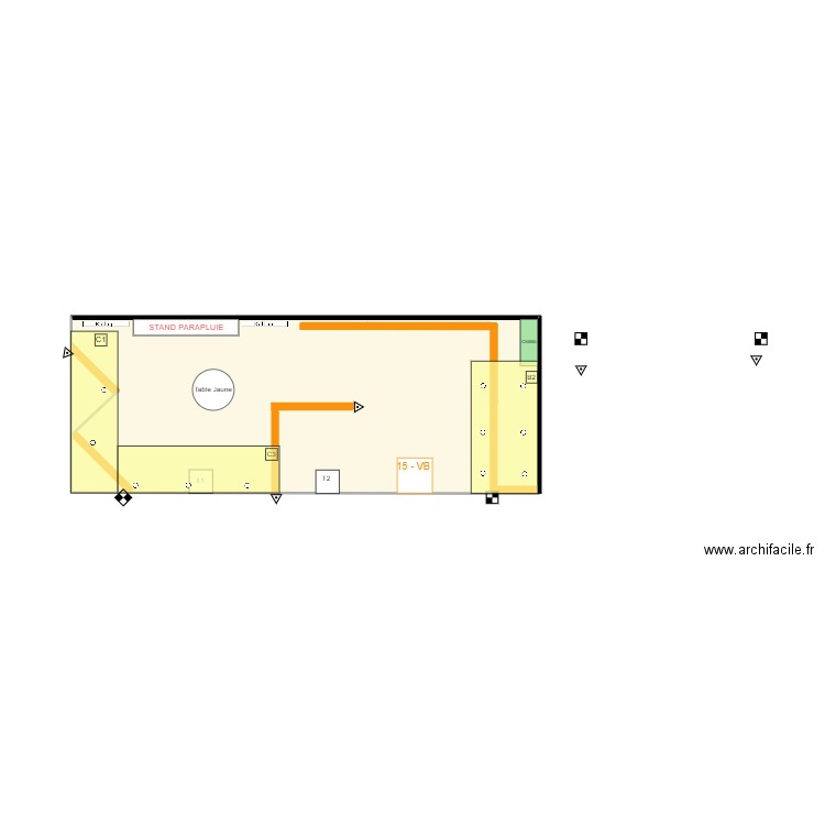 Stand 24 m2. Plan de 1 pièce et 23 m2