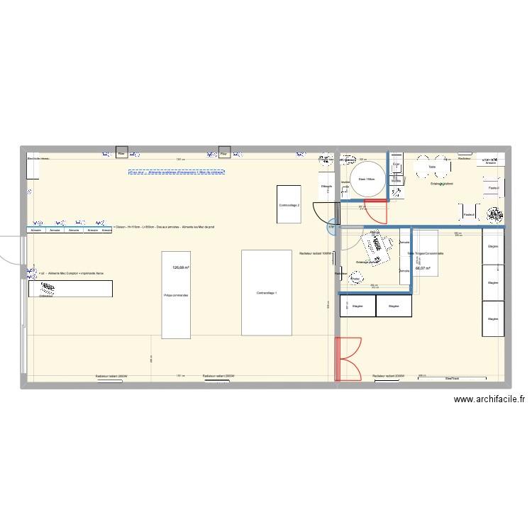 Plan2-3110-ELEC. Plan de 2 pièces et 193 m2