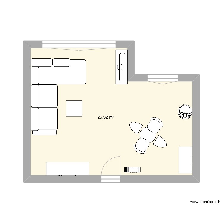 salle a manger 2. Plan de 1 pièce et 25 m2