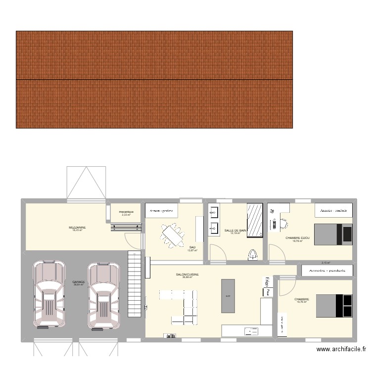 maison. Plan de 8 pièces et 127 m2