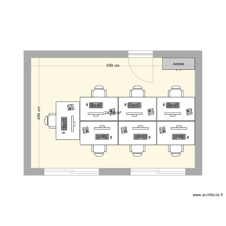 bureau vitré. Plan de 1 pièce et 24 m2