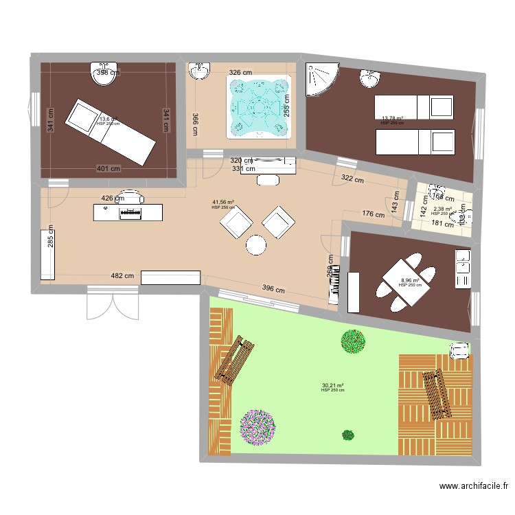 Institut. Plan de 6 pièces et 110 m2