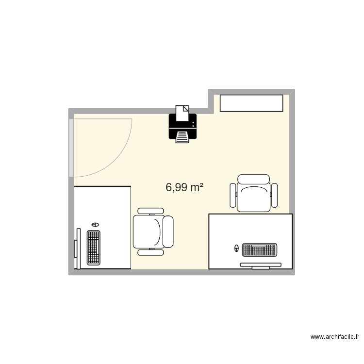 bureau doppler N°2. Plan de 1 pièce et 7 m2