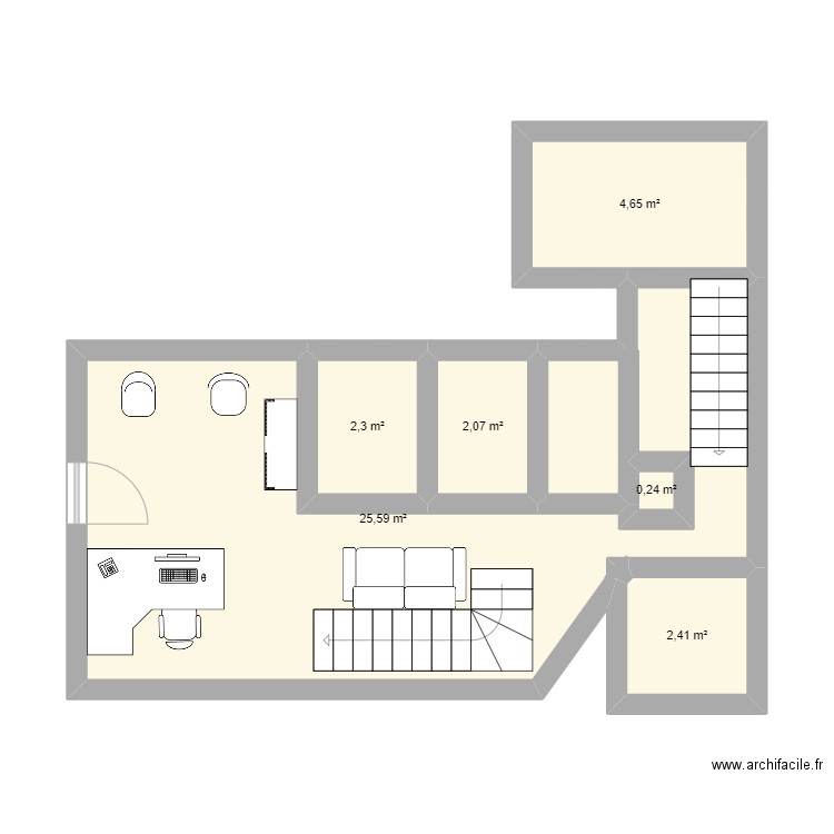 novella plan. Plan de 6 pièces et 37 m2