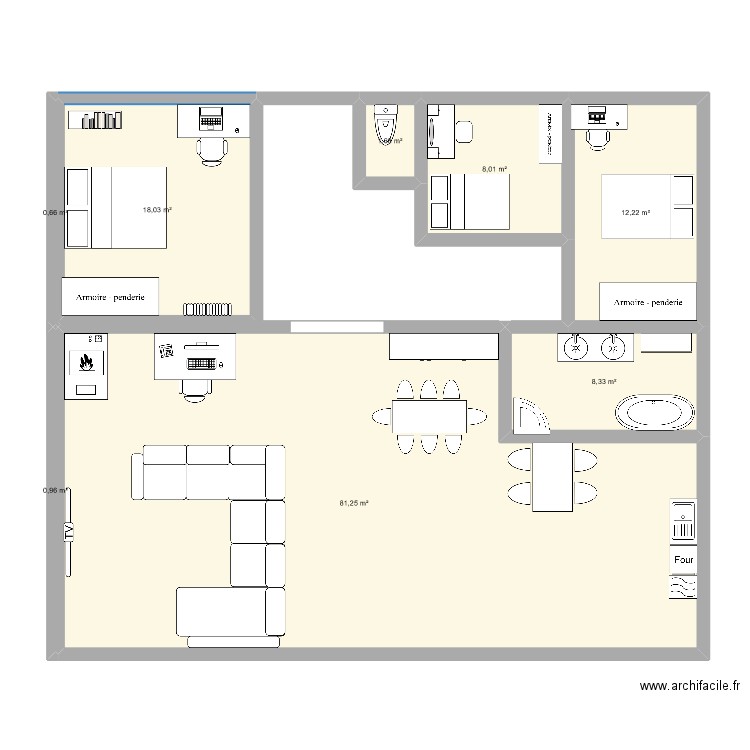 lys wadoux. Plan de 8 pièces et 131 m2