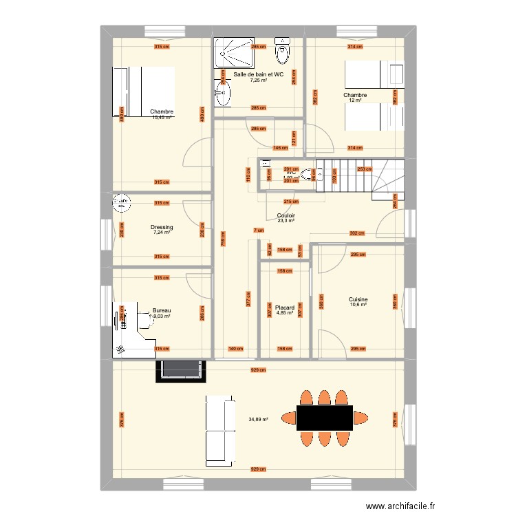 DUVOISIN. Plan de 10 pièces et 127 m2