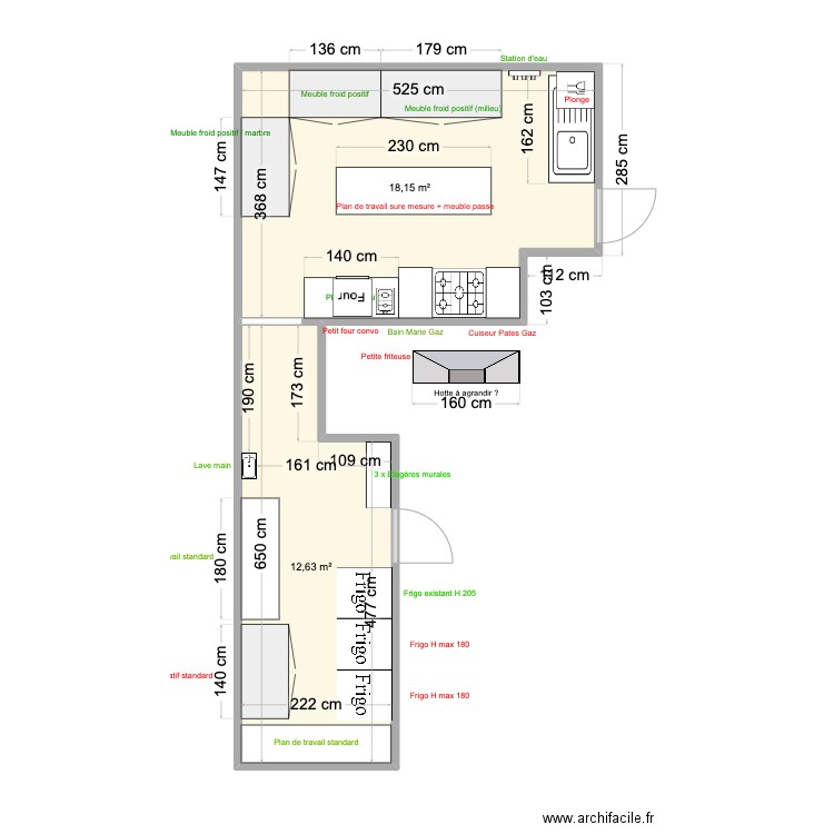 Cuisine Alfred. Plan de 2 pièces et 31 m2