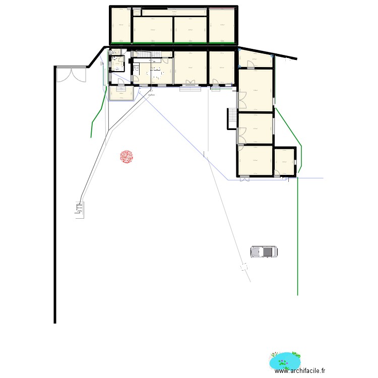 teyjety. Plan de 19 pièces et 285 m2