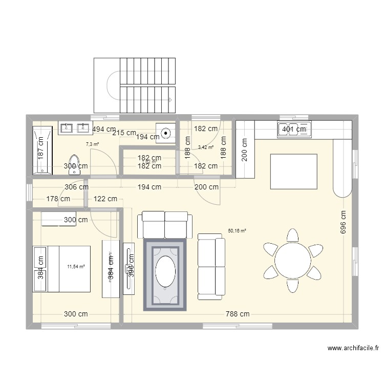 Rico. Plan de 5 pièces et 74 m2