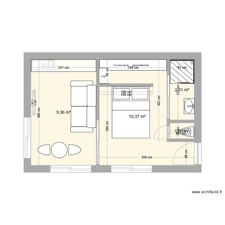 Saucats. Plan de 4 pièces et 22 m2