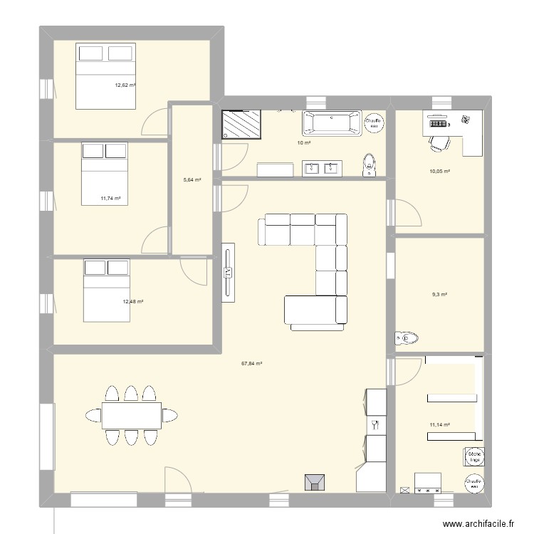 maison. Plan de 9 pièces et 151 m2