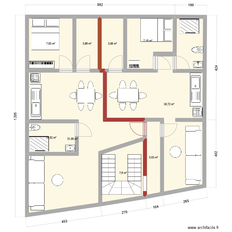 ssssoouuu. Plan de 9 pièces et 102 m2