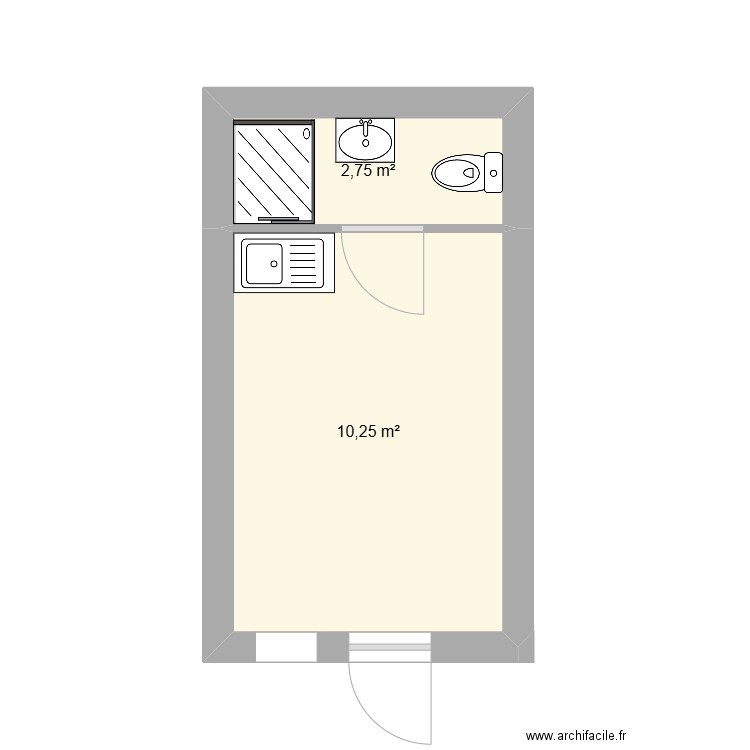 victoire lafarge. Plan de 2 pièces et 13 m2