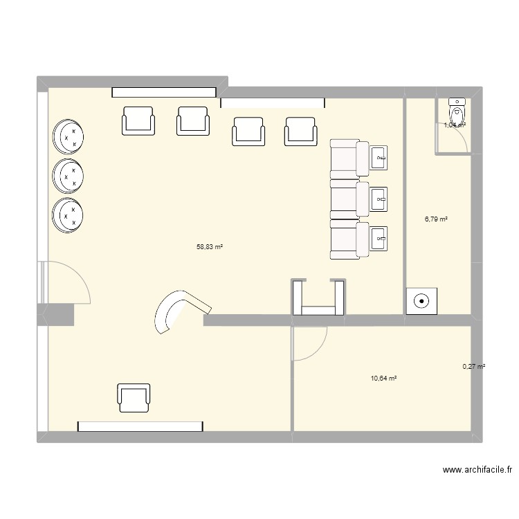 salon. Plan de 5 pièces et 78 m2