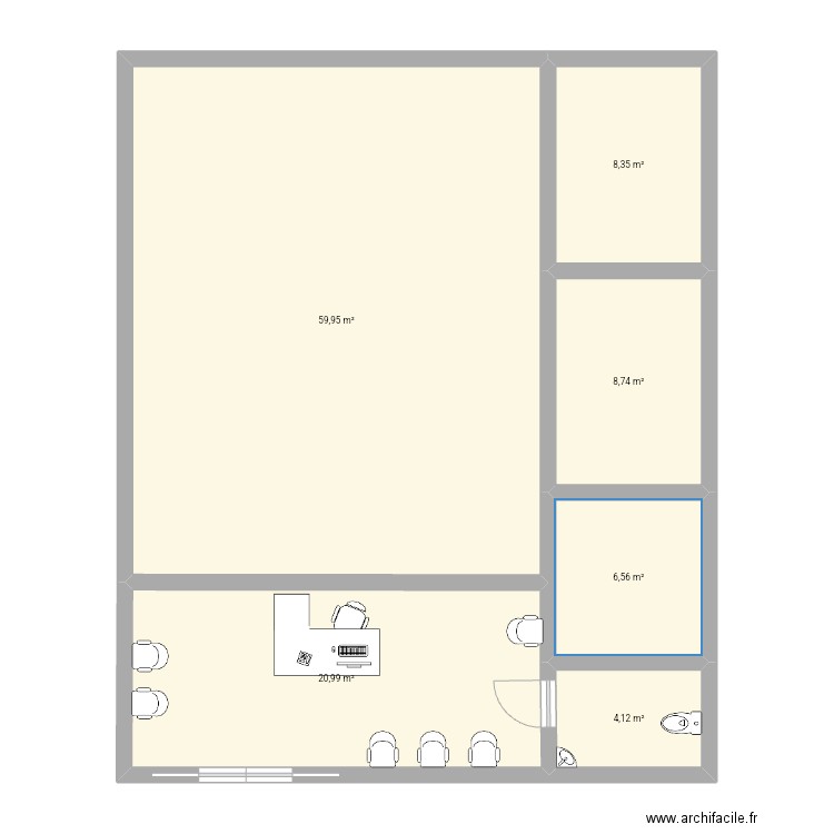 Cab Kiné. Plan de 6 pièces et 109 m2