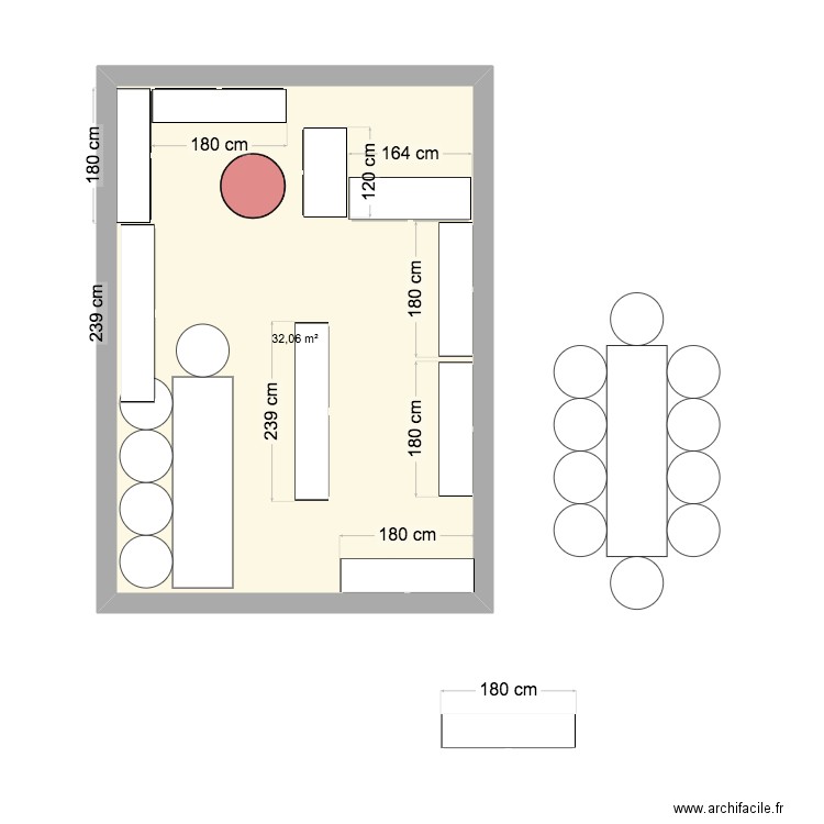 pop up. Plan de 1 pièce et 32 m2