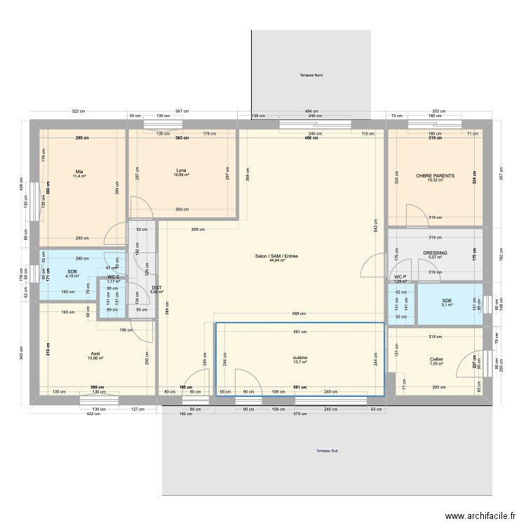 LA BOISSIERE - AVP 3 - VIDE. Plan de 14 pièces et 127 m2