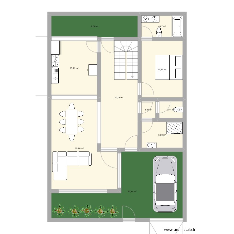 Maison 2. Plan de 10 pièces et 126 m2