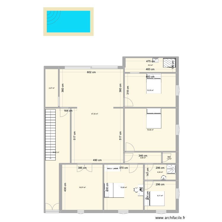 Labaune 1. Plan de 12 pièces et 161 m2