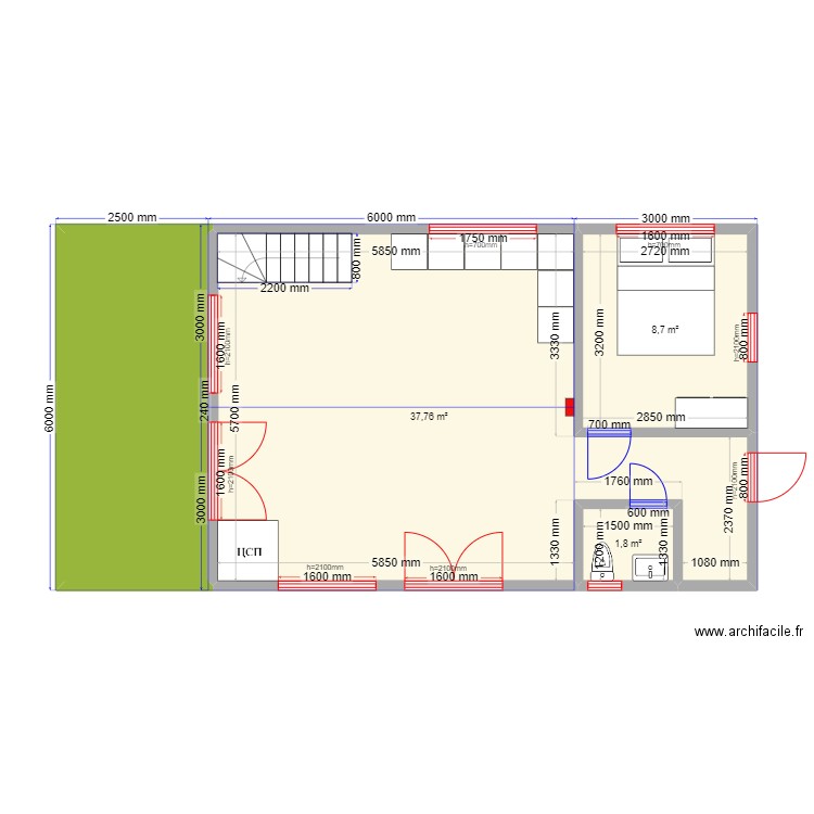 ЕБ 9.1. Plan de 9 pièces et 92 m2