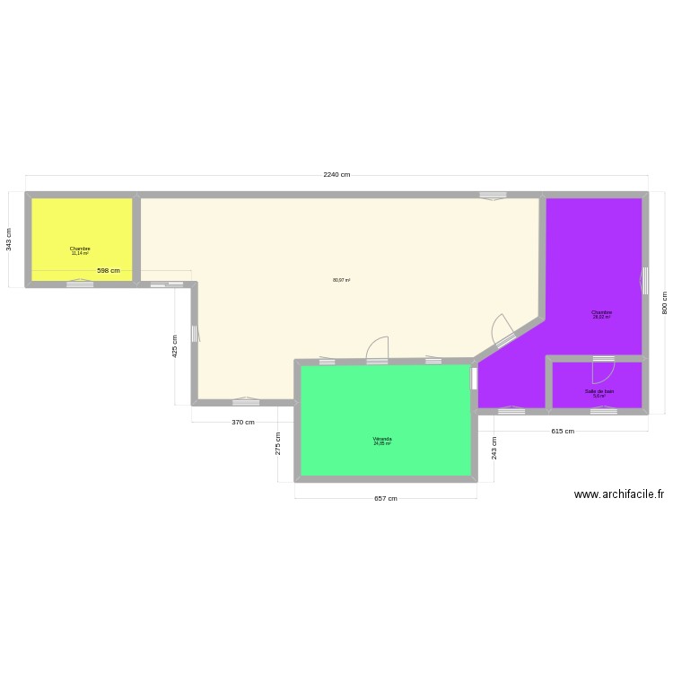 plan_pour_extension. Plan de 5 pièces et 149 m2