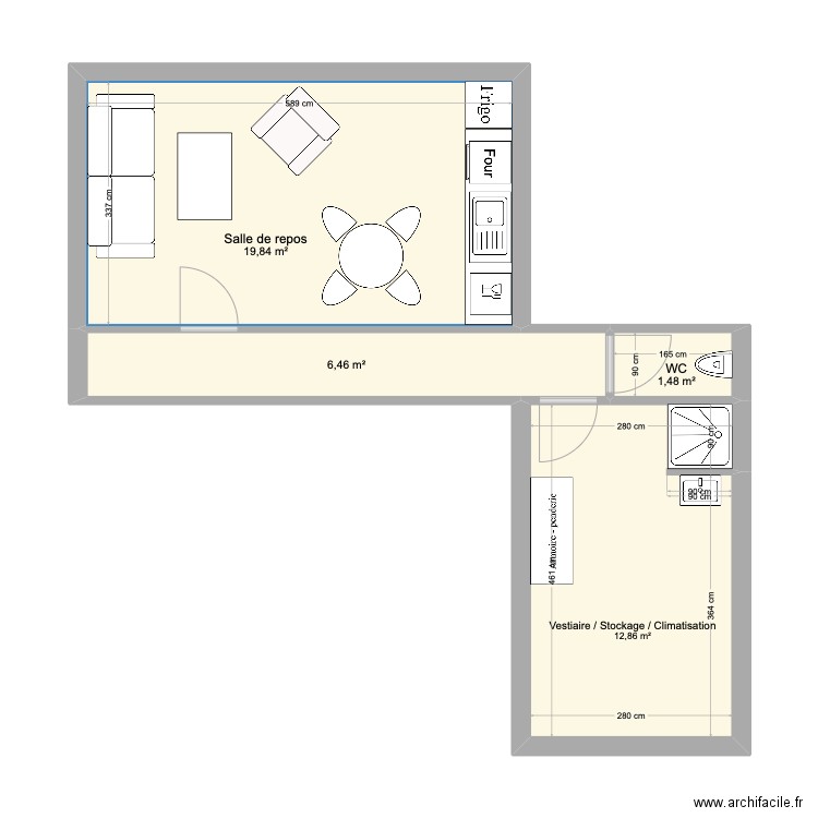 Head of Spa R+1. Plan de 4 pièces et 41 m2