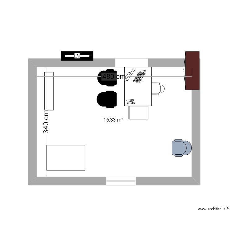 Local. Plan de 1 pièce et 16 m2