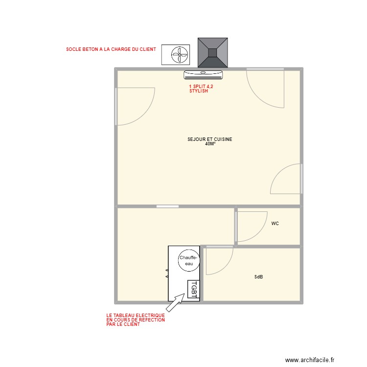 NORIS - PLAN . Plan de 4 pièces et 29 m2