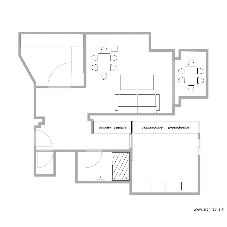 appart alizé . Plan de 1 pièce et 4 m2