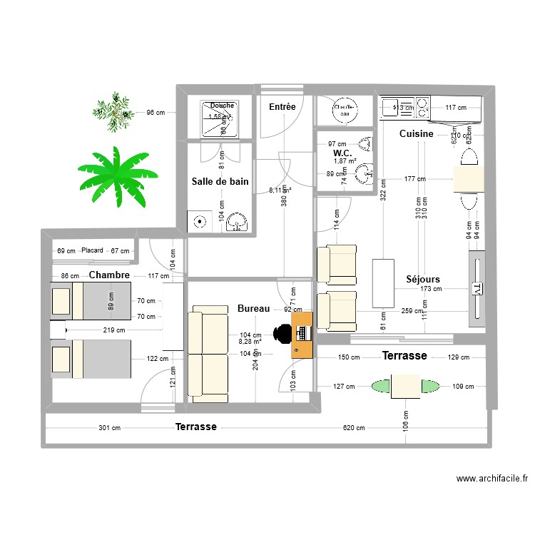 Montpellier . Plan de 4 pièces et 20 m2