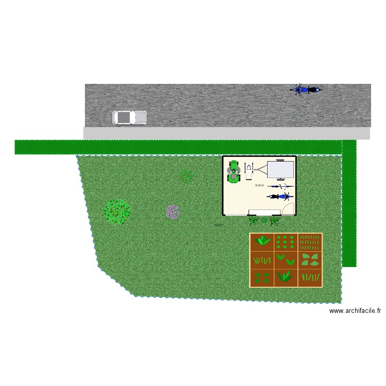 abri de jardin. Plan de 1 pièce et 19 m2