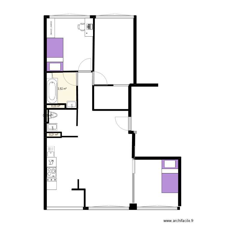 Appart V3. Plan de 4 pièces et 4 m2