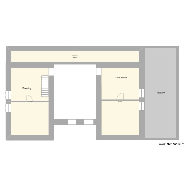 Etage. Plan de 4 pièces et 131 m2