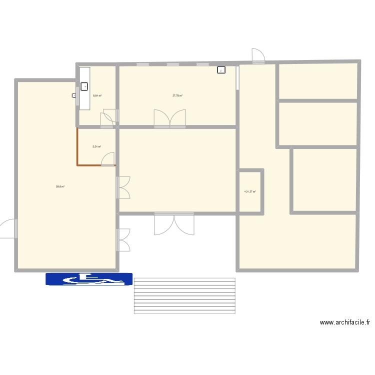 base Pointe Noire. Plan de 5 pièces et 106 m2