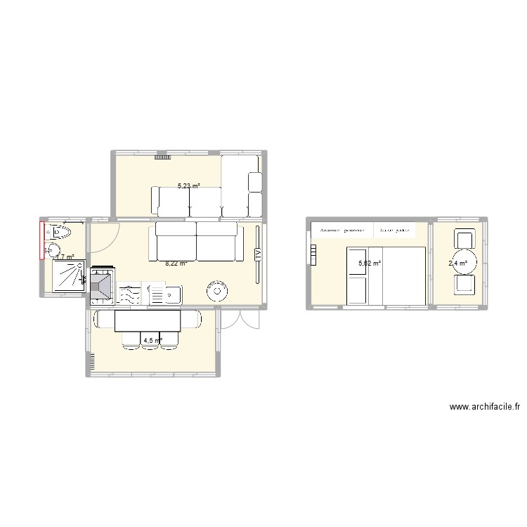 tinyhouss. Plan de 6 pièces et 28 m2