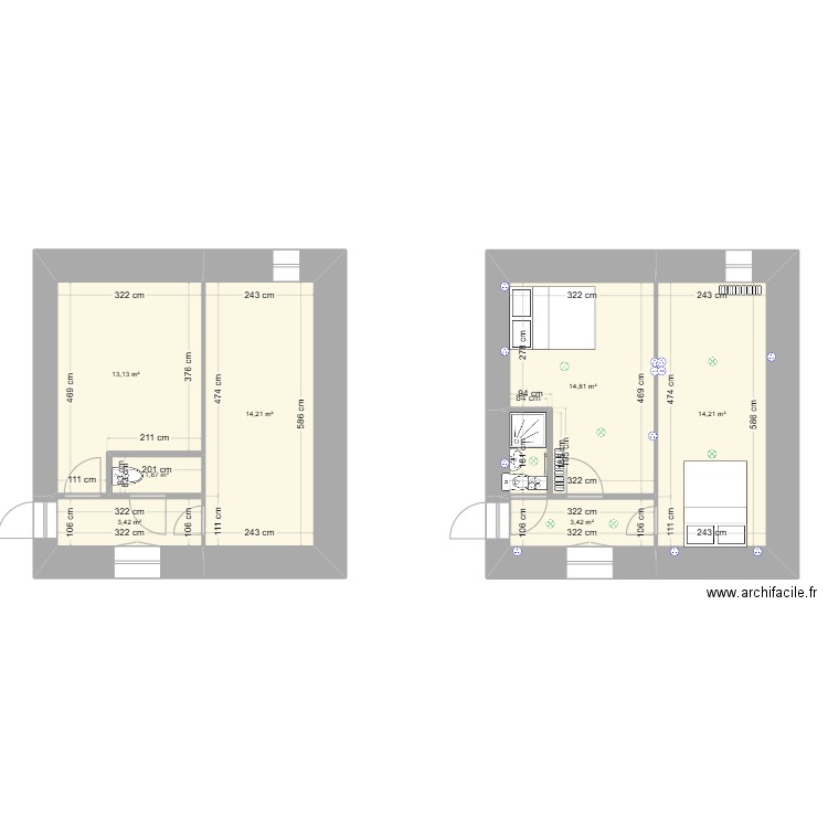 Travaux 2025 rdc après travaux. Plan de 7 pièces et 65 m2