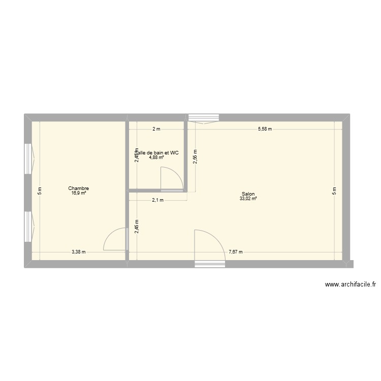 etage M mroneei. Plan de 3 pièces et 55 m2