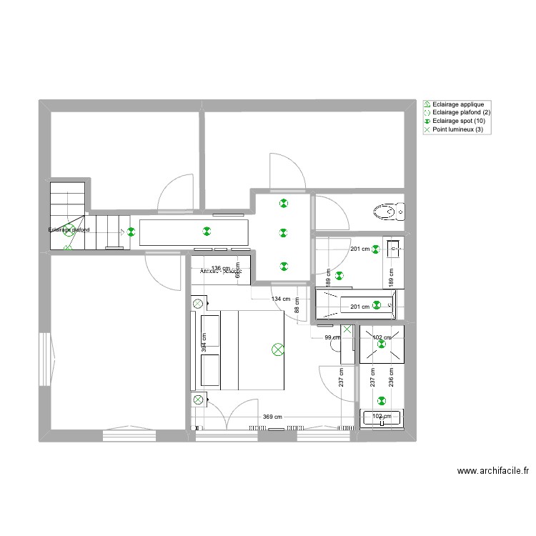 Caroline Ginglinger - 1ère Etage Noir et Blanc. Plan de 6 pièces et 54 m2