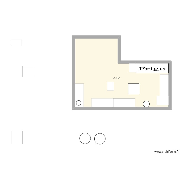 Plan Atelier Patisserie Tat. Plan de 1 pièce et 43 m2