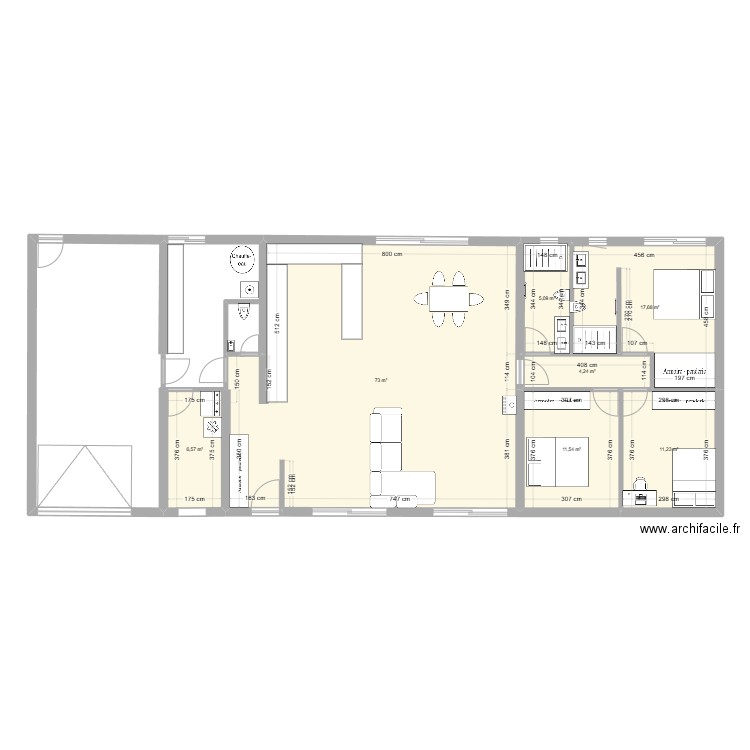 maison 1. Plan de 7 pièces et 129 m2