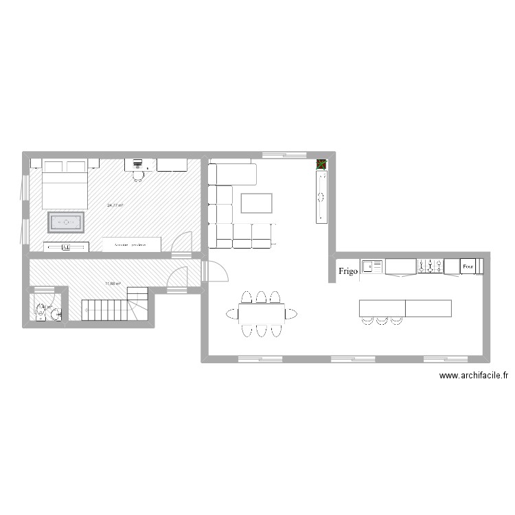 maison 1. Plan de 3 pièces et 38 m2