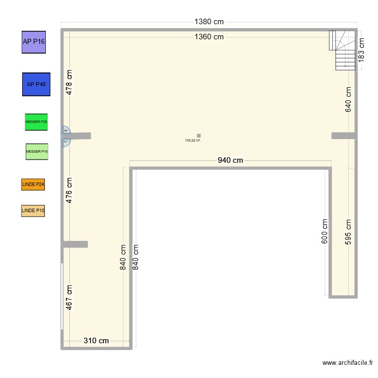 SOD. Plan de 1 pièce et 118 m2