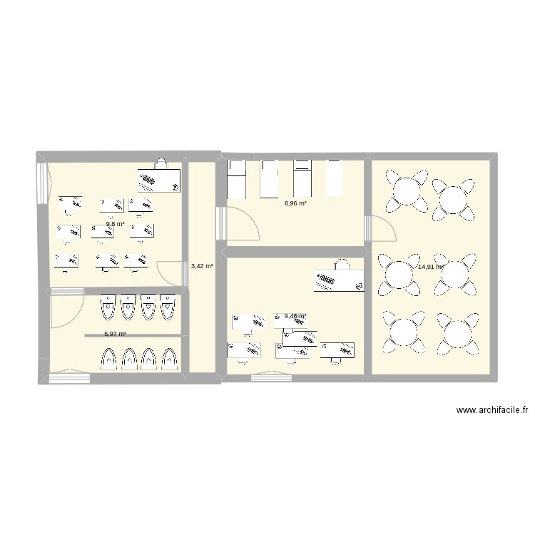 l'école des rêves. Plan de 6 pièces et 51 m2