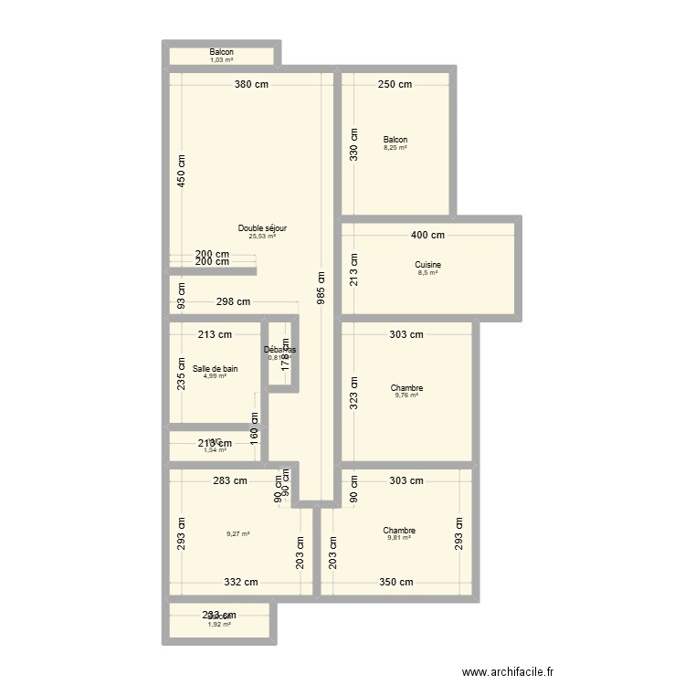 Résidence Courbaril Appt C17. Plan de 12 pièces et 83 m2