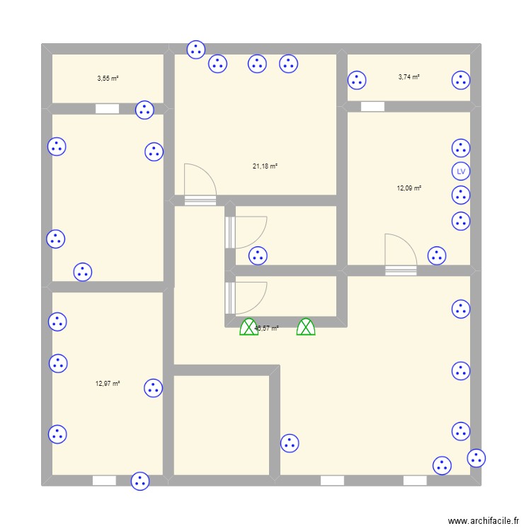 BOUDOUAOU ELECTRICITE. Plan de 6 pièces et 100 m2