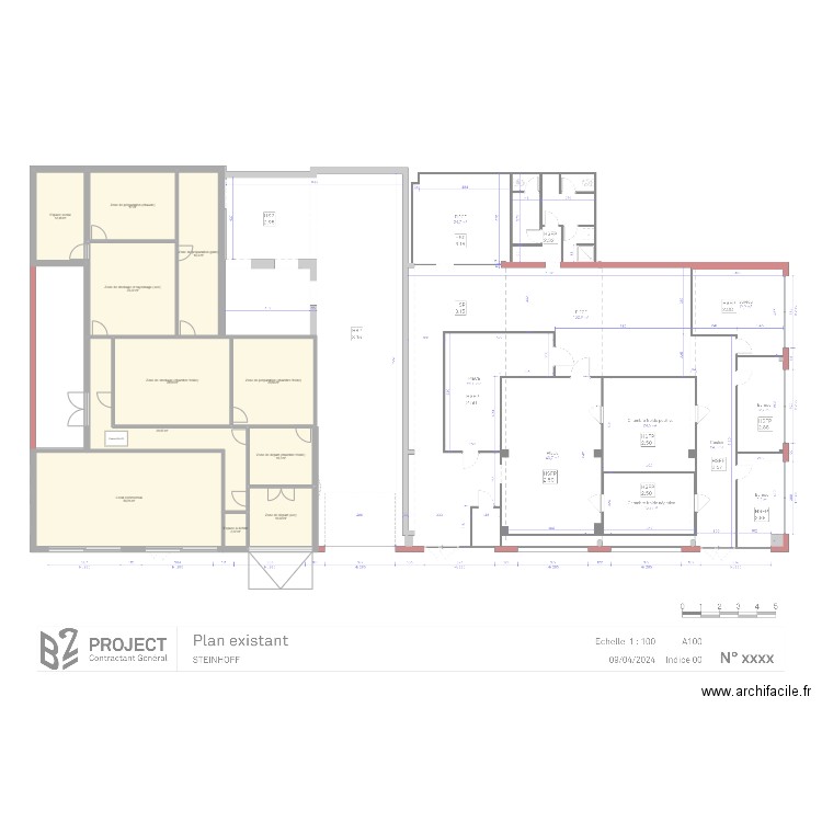 Local commercial + entrepôt woippy deux fontaines. Plan de 11 pièces et 217 m2